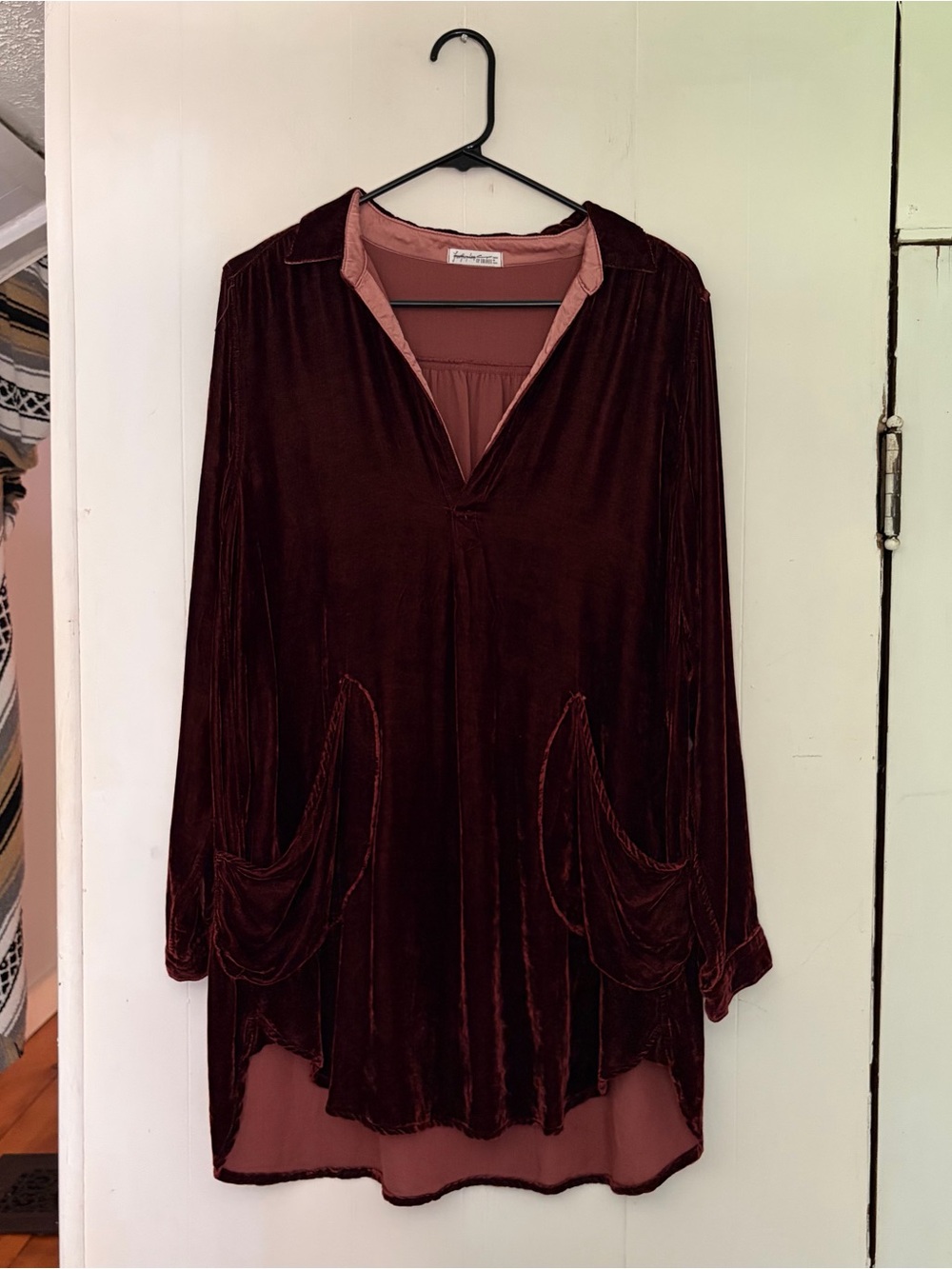 Free people x CP shades brand silk blend velvet tunic shirt dress oversized S